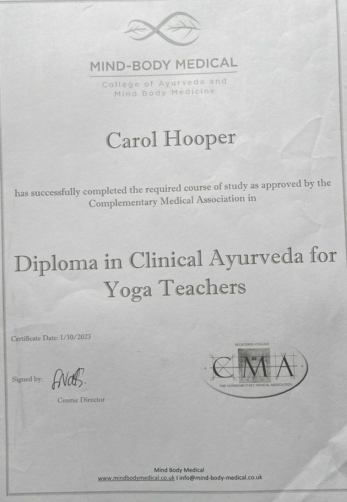 Clinical Ayurveda for Yoga Teachers certificate